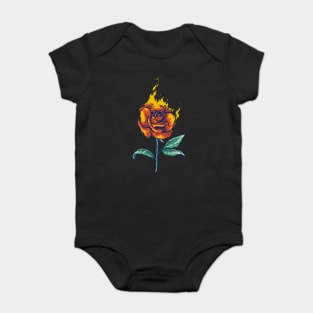 flower rose fire Baby Bodysuit